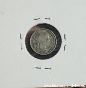 10 céntimos escudo 1865 tras