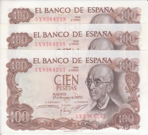 100 pesetas 1970