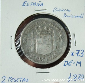 2 pesetas 1870 73